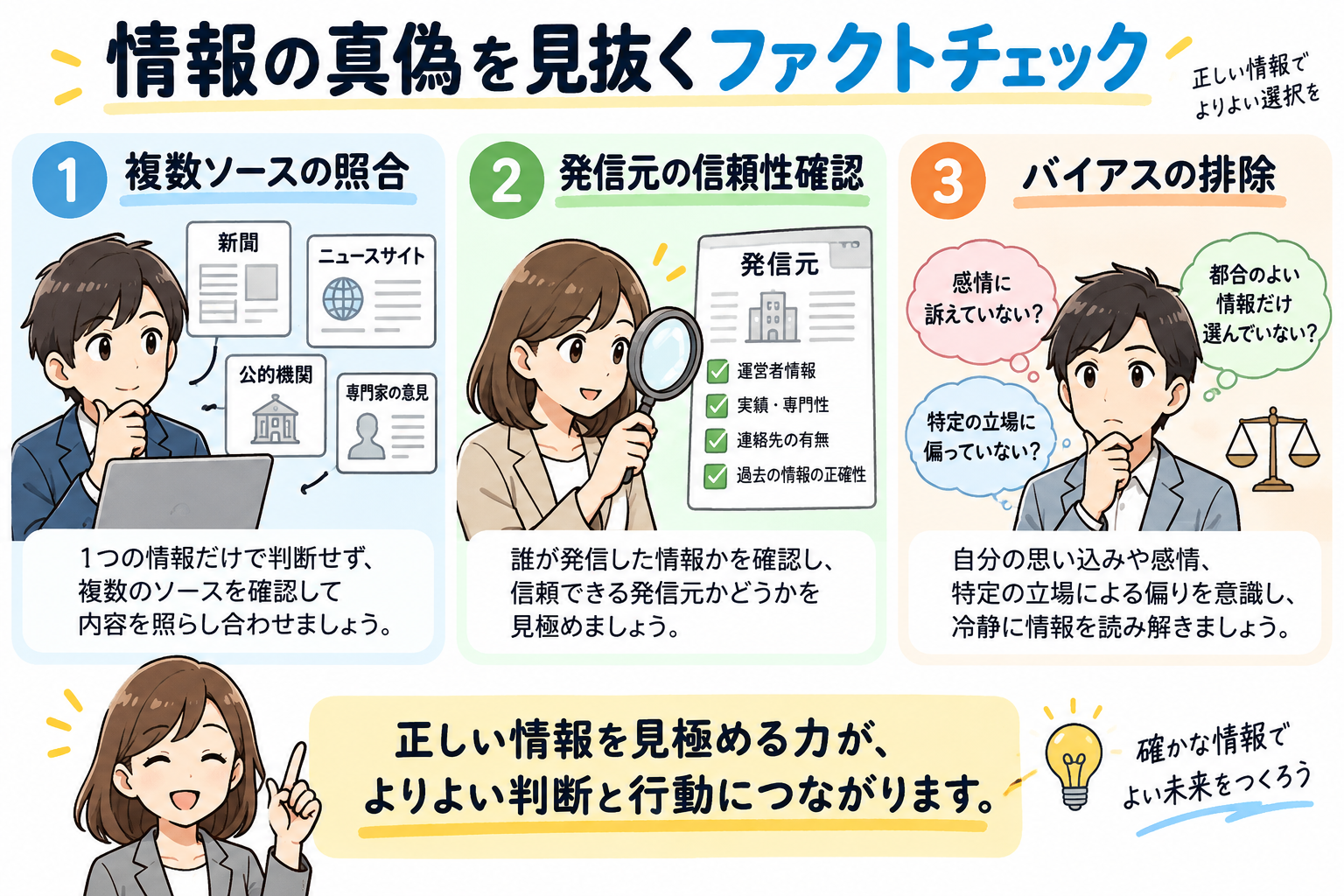 複数ソースの照合と一次情報の確認により、バイアスを排除した正確なデータを担保。