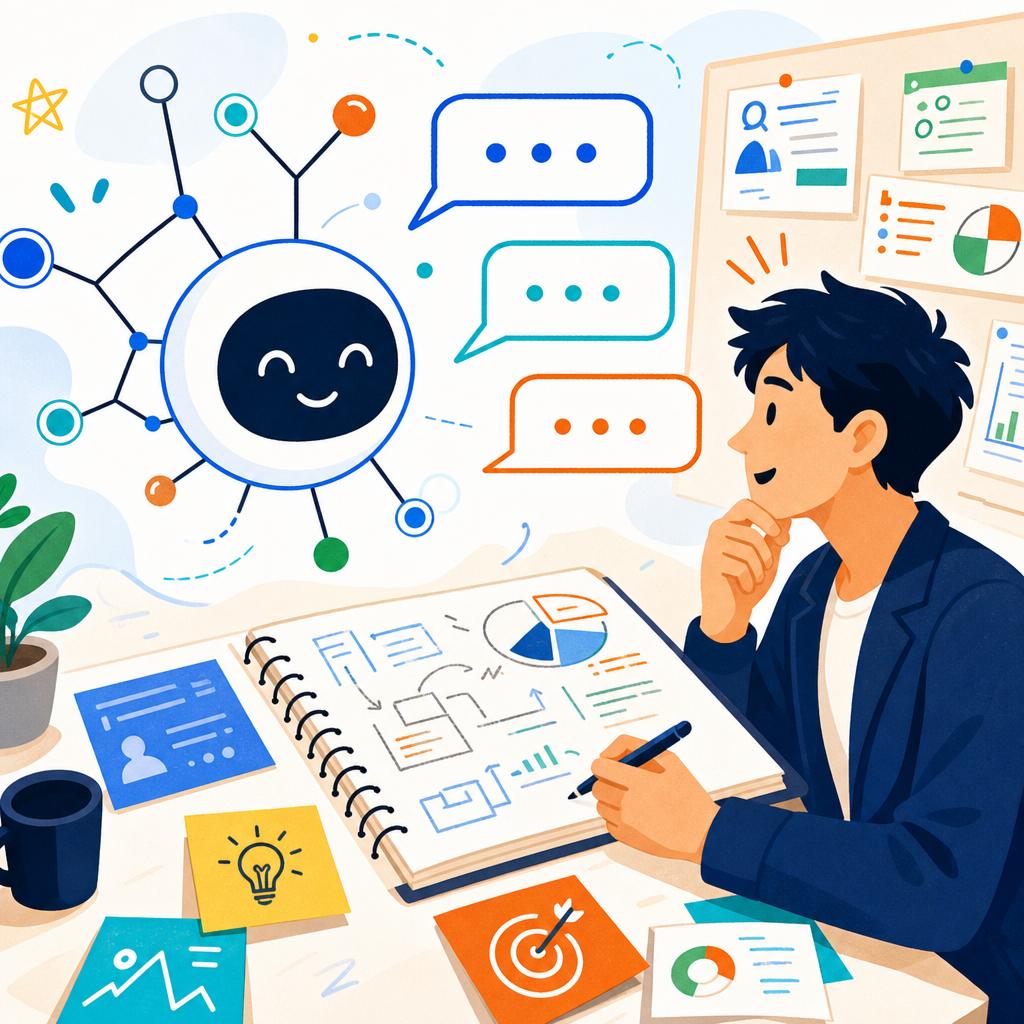 AIとの対話で想いを言葉にするイメージ