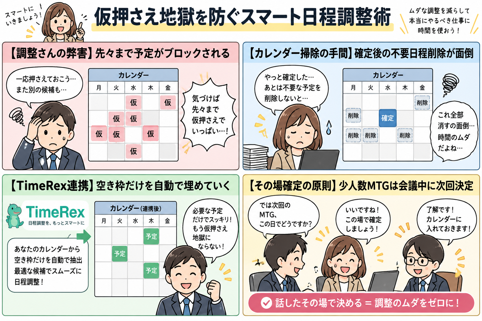 仮押さえ地獄を防ぐスマートな日程調整術の図解