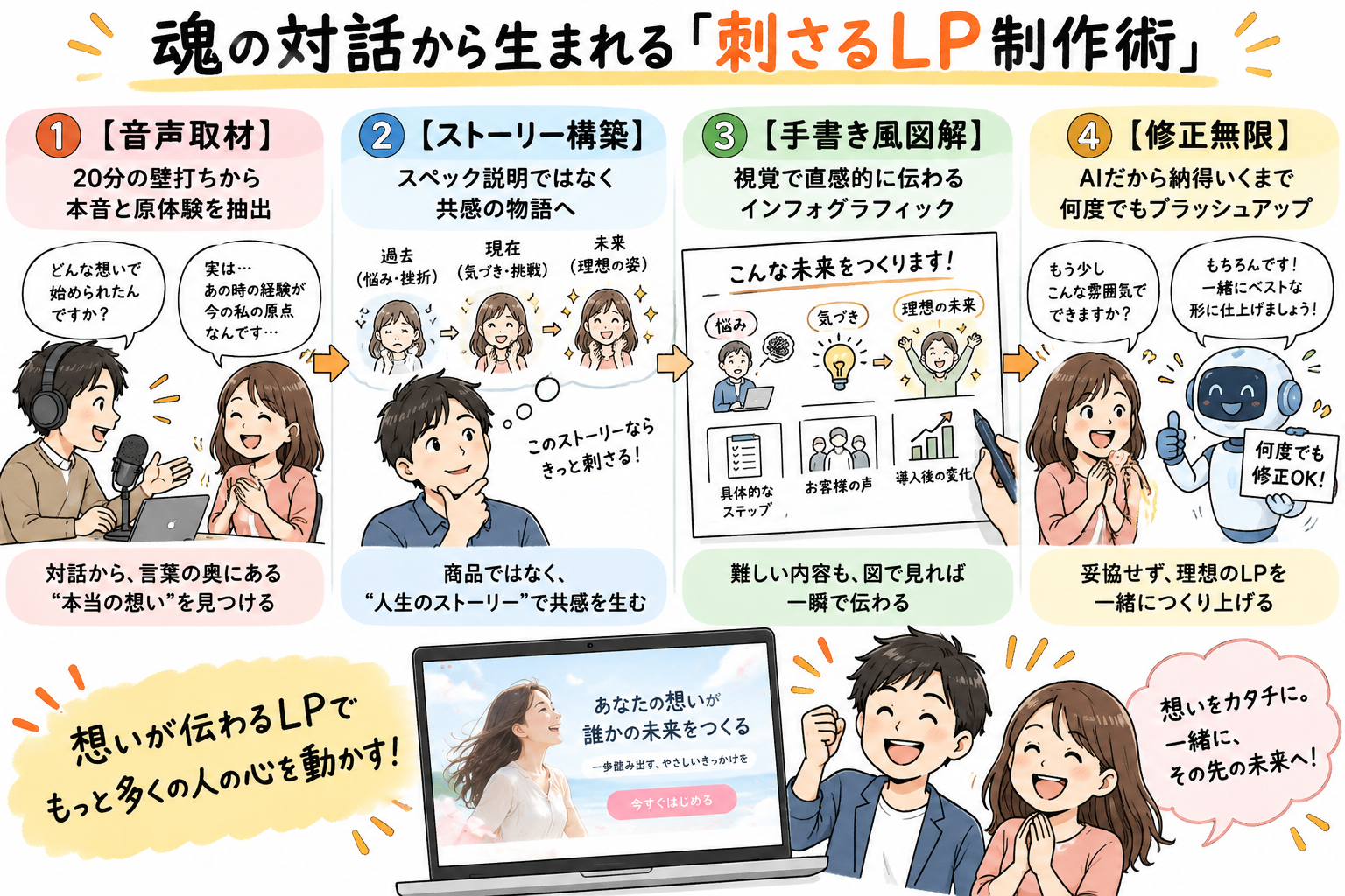 魂の対話から生まれる刺さるLP制作術を示す図解