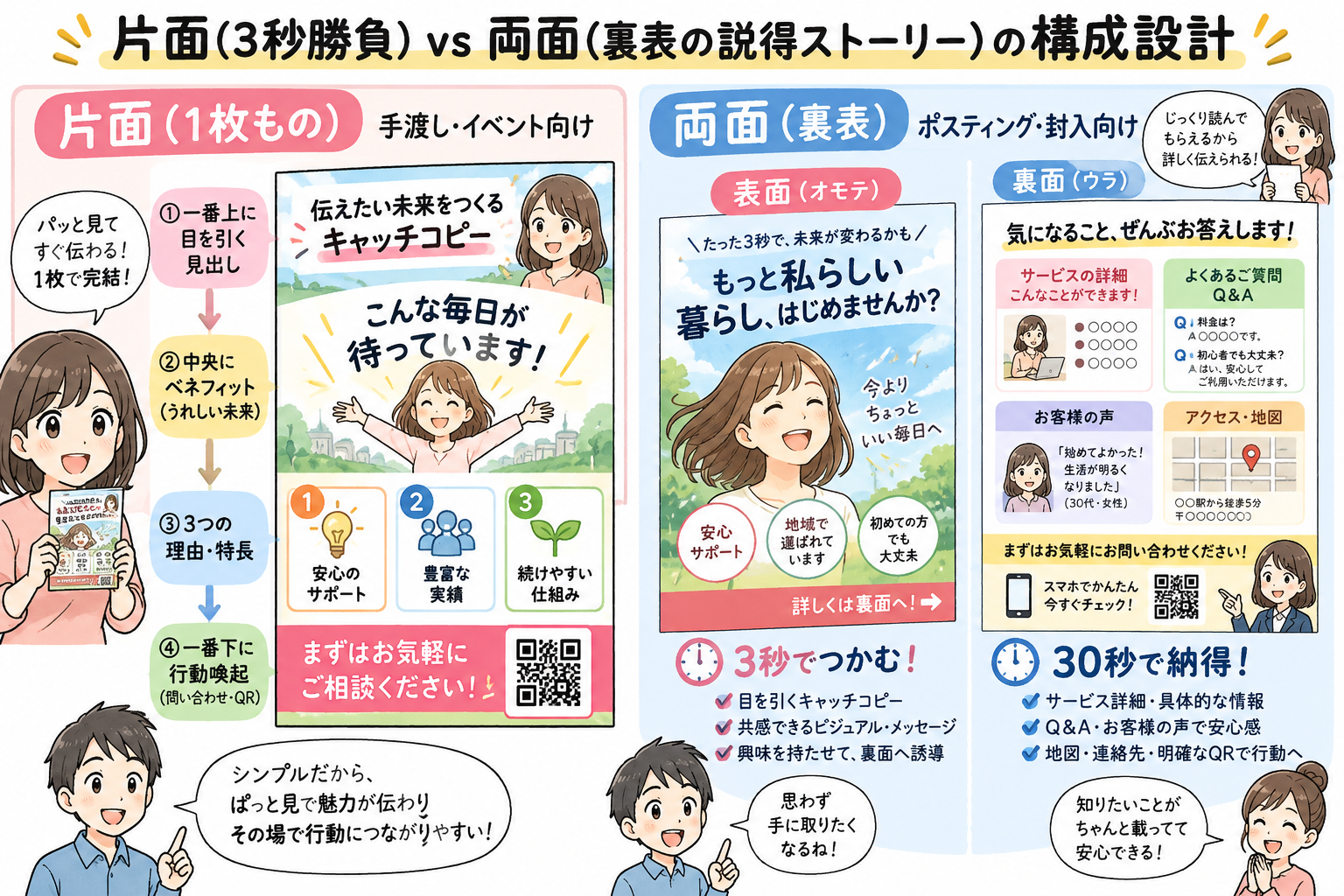 片面(3秒勝負) vs 両面(裏表の説得ストーリー)の構成設計