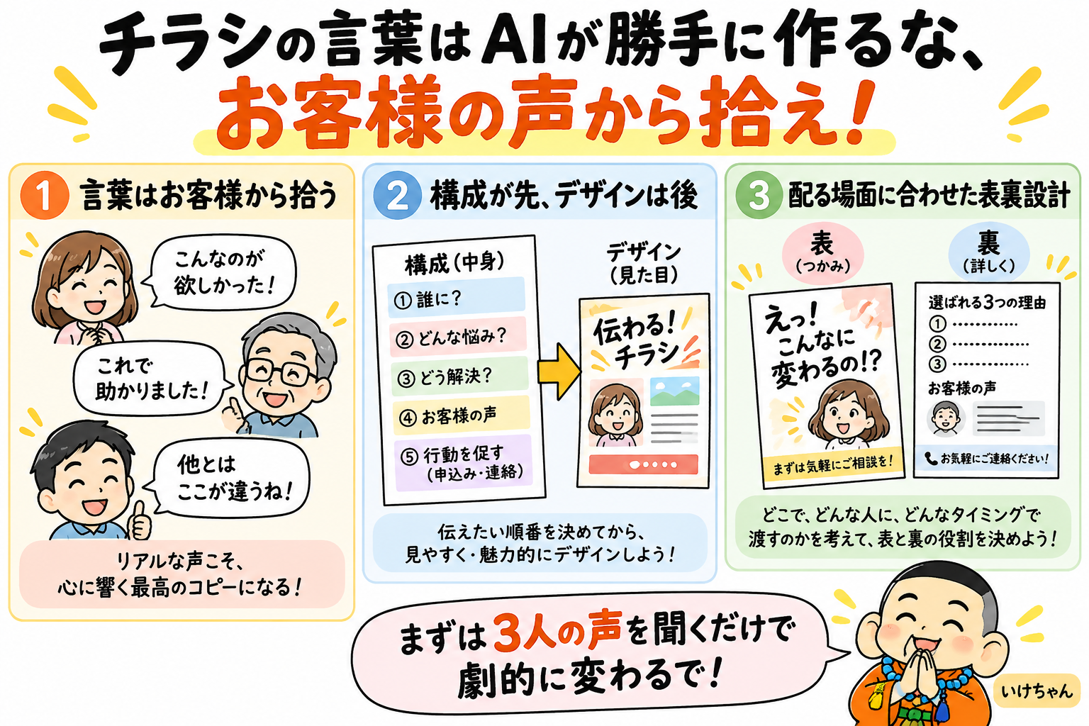 まとめ：チラシの言葉はAIが勝手に作るな、お客様の声から拾え！