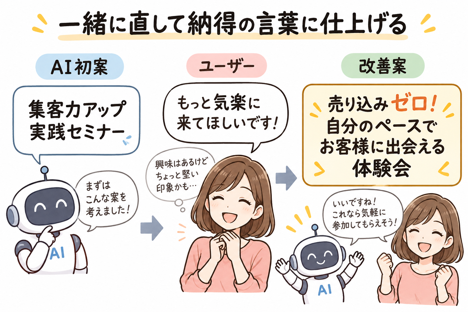 一緒に直して納得の言葉に仕上げる図解