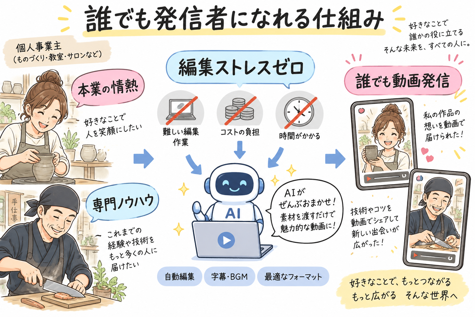誰でも発信者になれる仕組みを示す図解
