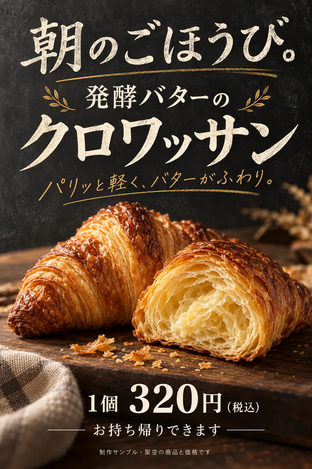 発酵バターのクロワッサンの黒板風POP