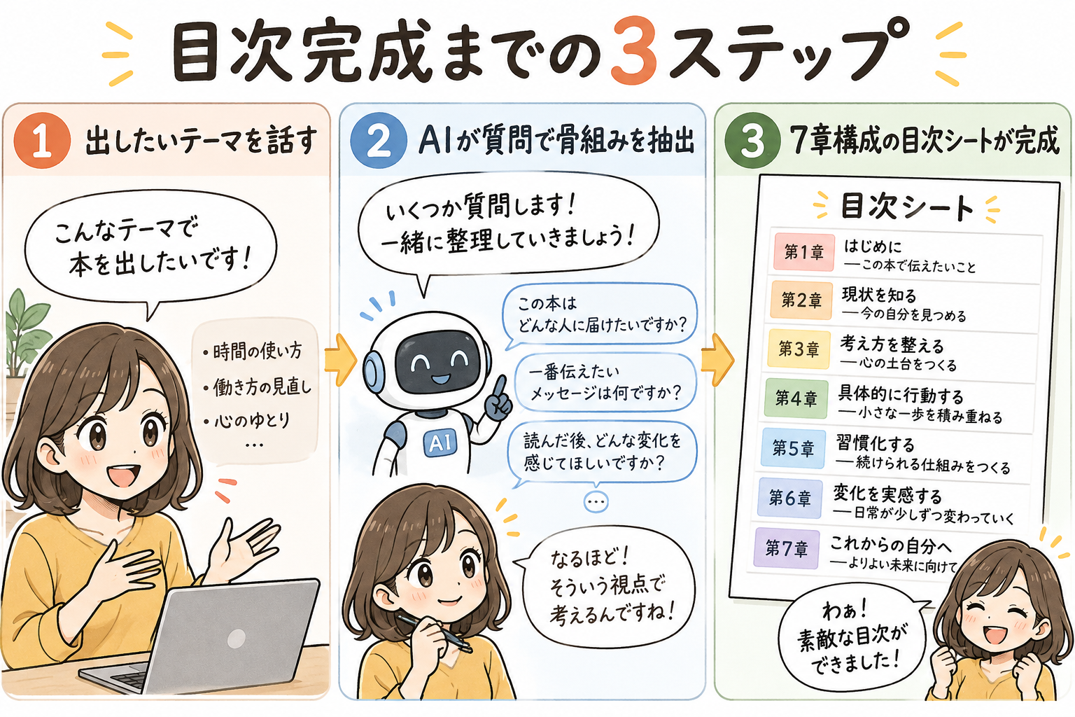目次完成までの3ステップ