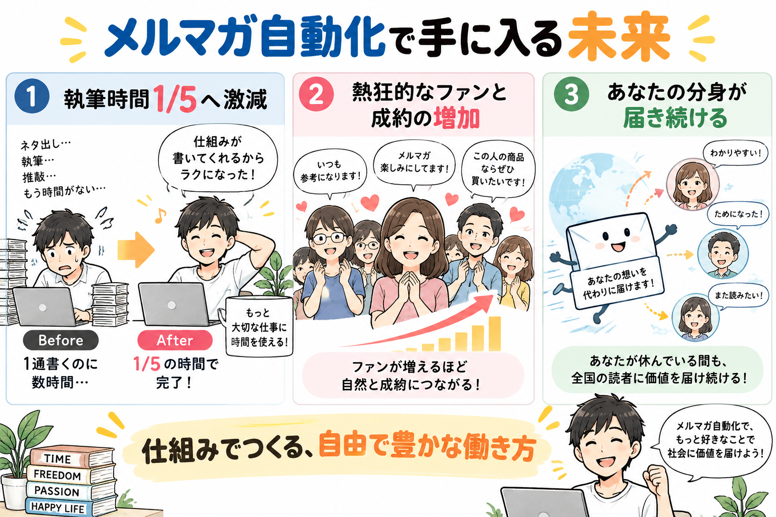 執筆時間を激減させ、信頼と売上を自動で生み出す資産型メルマガの完成。