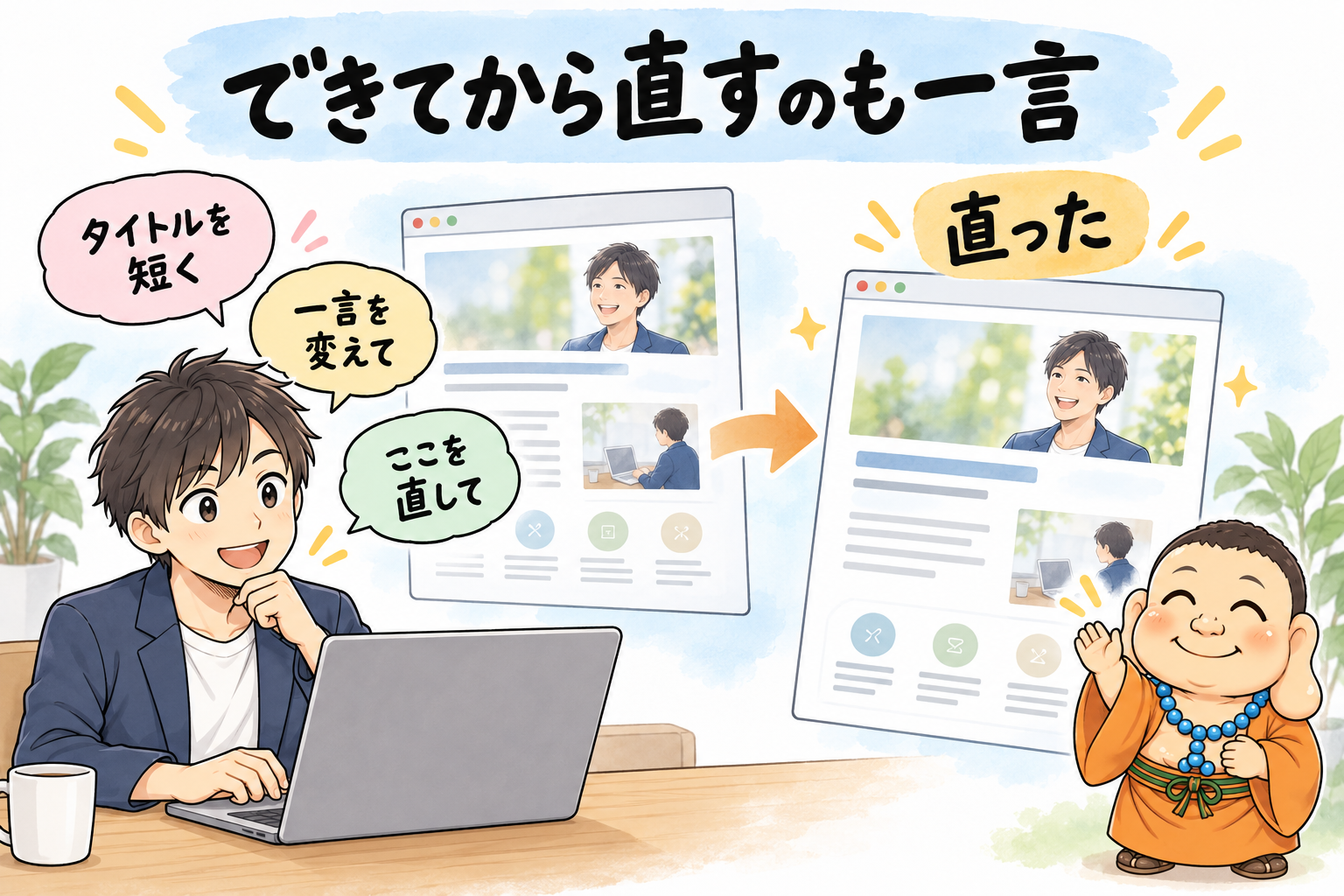 図9：できてから直すのも一言。タイトルや一言紹介も、頼むだけで変わります