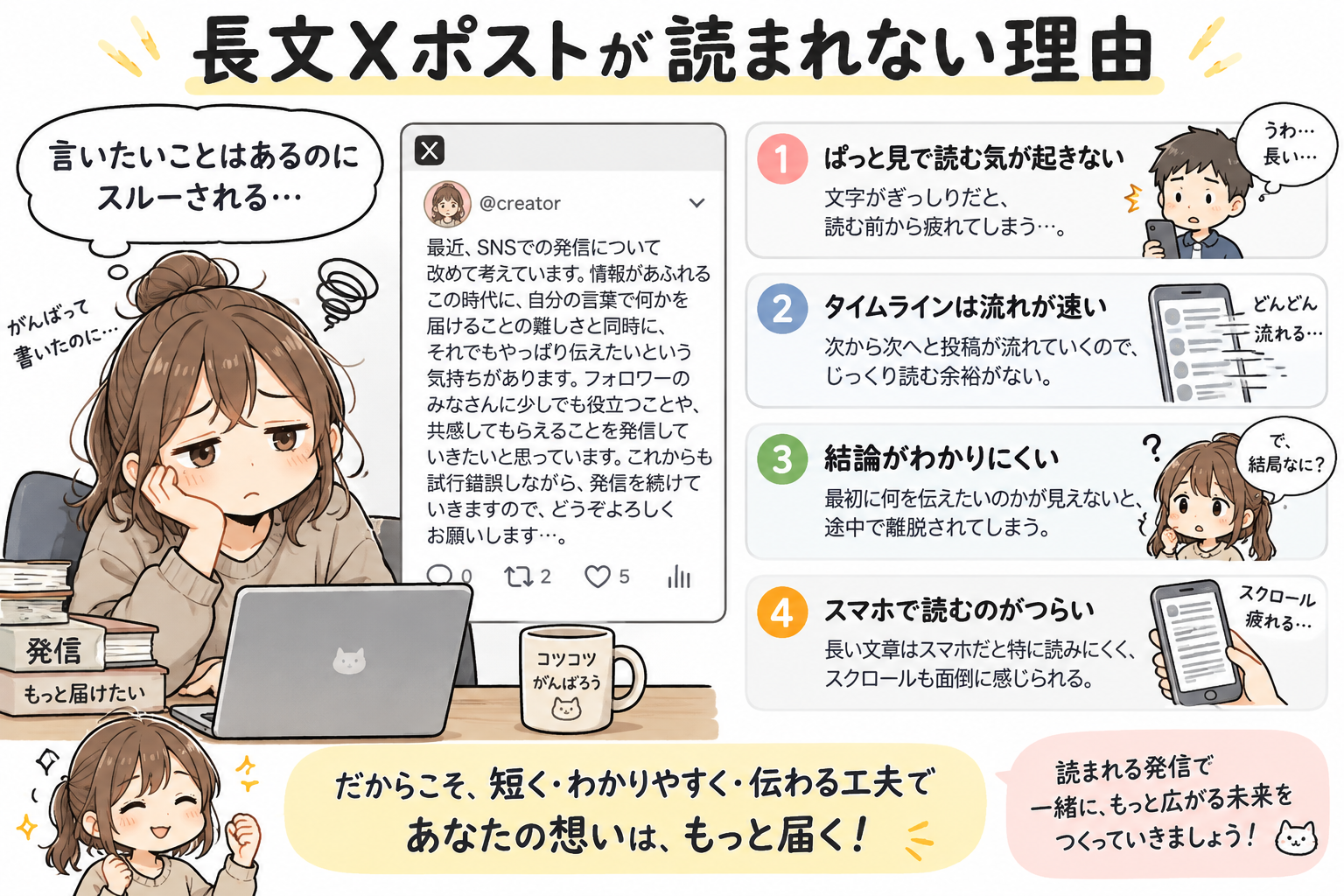 長文Xポストが読まれない理由：ぎっしり文字と型のない構成